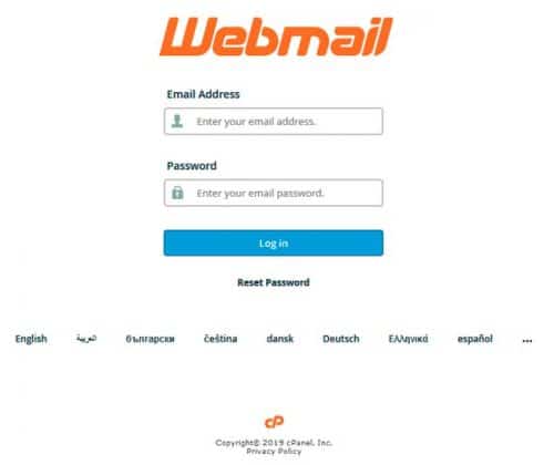 Webmail Login Screen